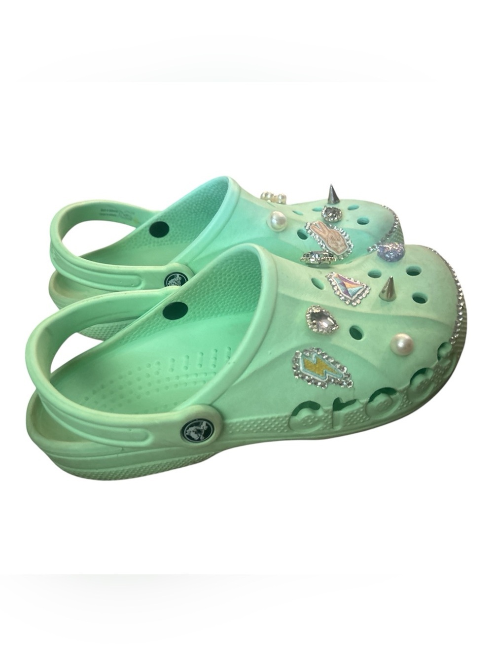 Crocs Mint Green custom embellishments